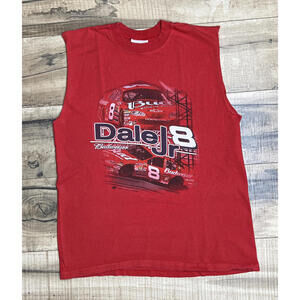 Vintage Dale Earnhardt Jr Cut Off Tshirt M Sleeveless Red NASCAR BUDWEISER .